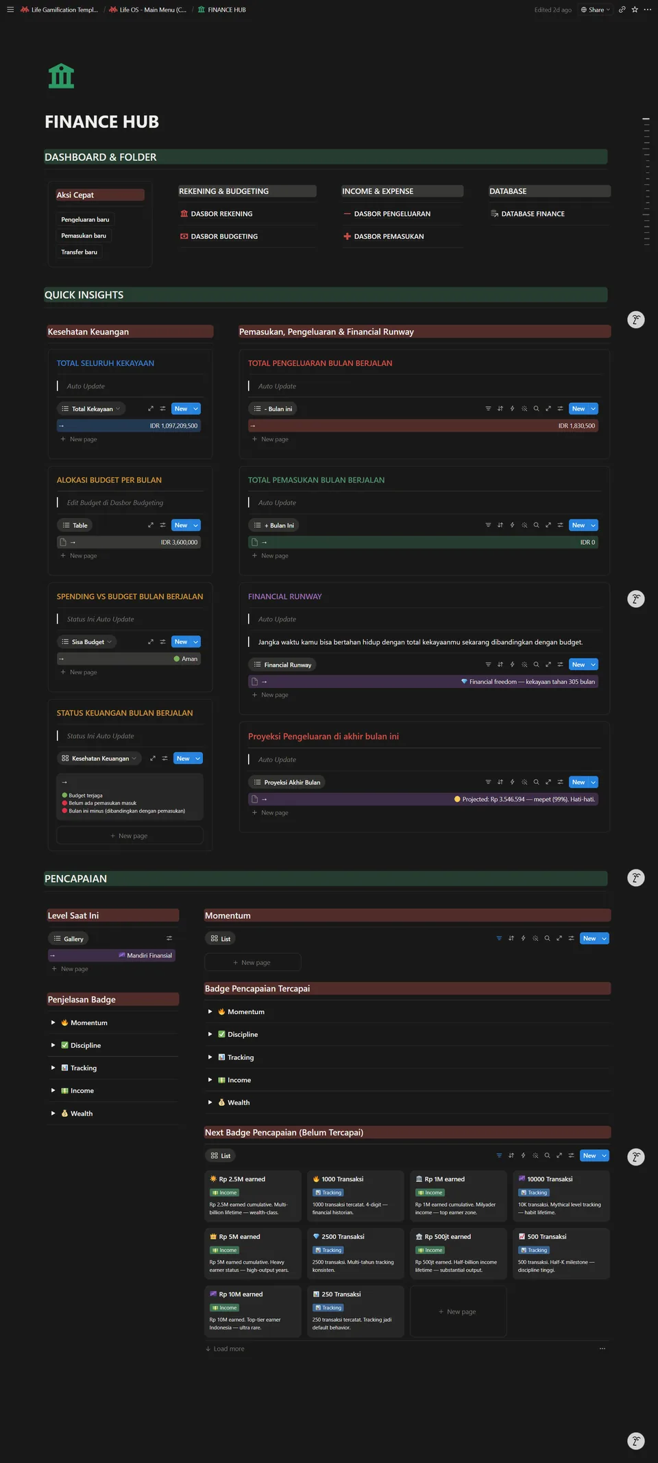 Finance Hub — 6 DB integrated